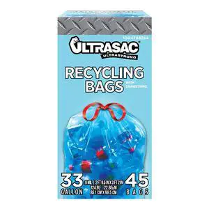 Blue Recycling Bags 33 Gallon 0.9 MIL, 33.5" x 38", Pack of 45 Blue Recycling Bags 33 Gallon 0.9 MIL, 33.5" x 38", Pack of 45