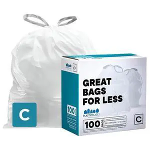 Trash Bags | Compatible with Simplehuman (x) Code C | (100 Count)White Drawstring Garbage Liners 2.6-3.2 Gallon / 10-12 Liter 14.75" x 20" Trash Bags | Compatible with Simplehuman (x) Code C | (100 Count)White Drawstring Garbage Liners 2.6-3.2 Gallon / 10-12 Liter 14.75" x 20"