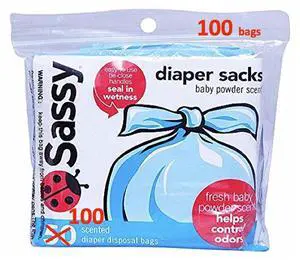 100 Count Disposable Diaper Sacks, Powder Scented, 4-25 Sacks per Roll, Easy-to-Tie, Diaper Disposal or Pet Waste Bags 100 Count Disposable Diaper Sacks, Powder Scented, 4-25 Sacks per Roll, Easy-to-Tie, Diaper Disposal or Pet Waste Bags