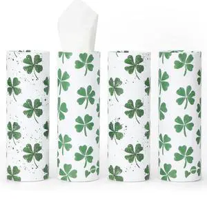 Car Tissue Holder (4 PK) - 50 3-Ply Tissues Cylinder, Fits Car Cup Holders, Portable Travel Tubes Box Container, Clover Design, Round Tissue Container for Car Accessories Car Tissue Holder (4 PK) - 50 3-Ply Tissues Cylinder, Fits Car Cup Holders, Portable Travel Tubes Box Container, Clover Design, Round Tissue Container for Car Accessories