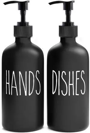 Soap Dispenser Set 2 Pack, Black | Contains Dish and Hand Soap Dispenser, Perfect for Black Kitchen Decor Soap Dispenser Set 2 Pack, Black | Contains Dish and Hand Soap Dispenser, Perfect for Black Kitchen Decor