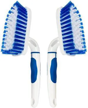 2-Pack Scrub Brush for Cleaning with Long Handle, White&Blue | Medium Firm Bathroom Cleaning Supplies, Bathtub and Shower Cleaner Brush, Multi-Scene Use for Kitchen or Carpet Cleaning 2-Pack Scrub Brush for Cleaning with Long Handle, White&Blue | Medium Firm Bathroom Cleaning Supplies, Bathtub and Shower Cleaner Brush, Multi-Scene Use for Kitchen or Carpet Cleaning