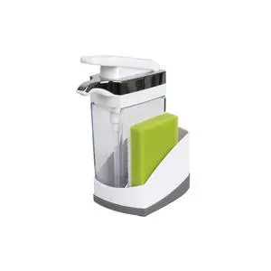 Sink Sider Solo Soap Pump and Sponge Caddy for Kitchen Sinks, Kitchen Sink Organizer Sponge Caddy and Soap Pump Combo, White Sink Sider Solo Soap Pump and Sponge Caddy for Kitchen Sinks, Kitchen Sink Organizer Sponge Caddy and Soap Pump Combo, White