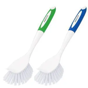 Dish Brush with Handle, 2 Pack Kitchen Scrub Brushes for Cleaning, Dish Scrubber with Stiff Bristles for Sink, Pots, Pans Dish Brush with Handle, 2 Pack Kitchen Scrub Brushes for Cleaning, Dish Scrubber with Stiff Bristles for Sink, Pots, Pans