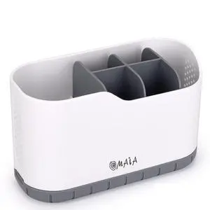 Sink Caddy - Sink Organizer for Home, Kitchen, Wash Basin - Holder with Removable Dividers for Sponge, Brush, Toothbrush White Sink Caddy - Sink Organizer for Home, Kitchen, Wash Basin - Holder with Removable Dividers for Sponge, Brush, Toothbrush White