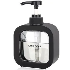 Hand & Dish Soap Dispenser - Modern Plastic Pump with Labels - Black Hand & Dish Soap Dispenser - Modern Plastic Pump with Labels - Black