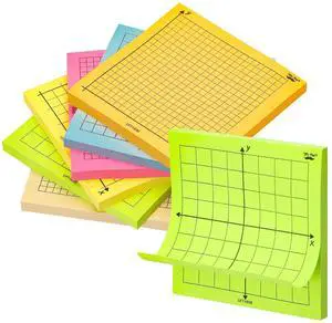 Graph Sticky Notes, 3x3 Inch, 6 Pads, 50 Sheets/Pad, 300 Sheets | 6 Grid Designs, Bright Colors, Square Graph Paper Notes, Grid Sticky Note Pads for Math, Study, Journals, Planners Graph Sticky Notes, 3x3 Inch, 6 Pads, 50 Sheets/Pad, 300 Sheets | 6 Grid Designs, Bright Colors, Square Graph Paper Notes, Grid Sticky Note Pads for Math, Study, Journals, Planners