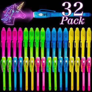 32 Pack 2 Style Invisible Ink Pen with UV Black Light Secret Spy Pens | Secret Messages for Halloween , Magic Disappearing Ink Markers School Supplies Kids 4-8, 8-12 Party Favors Boy Girl Exchang 32 Pack 2 Style Invisible Ink Pen with UV Black Light Secret Spy Pens | Secret Messages for Halloween , Magic Disappearing Ink Markers School Supplies Kids 4-8, 8-12 Party Favors Boy Girl Exchang