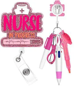 Nurse Pen Set Badge Reel Holder Accessories Clip - Retractable Mini Nursing Light Foldable Scissors Small Flashlight Work Student Office Bright Nurse Pen Set Badge Reel Holder Accessories Clip - Retractable Mini Nursing Light Foldable Scissors Small Flashlight Work Student Office Bright