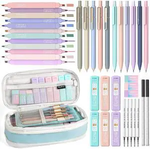 School Supplies with Cute Pencil Case, 39 PCS Blue | Back to School Stationery Set, Essentials for College Nursing Student, 12 Pastel Highlighter, 6 Mechanical Pencil, 5 Gel Pen School Supplies with Cute Pencil Case, 39 PCS Blue | Back to School Stationery Set, Essentials for College Nursing Student, 12 Pastel Highlighter, 6 Mechanical Pencil, 5 Gel Pen