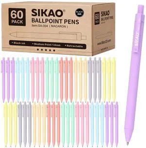 Pens Bulk, 60 Pack Retractable Ballpoint Pens Black Ink (Pastel) 1.0mm Smooth Writing Clear Lines No-Smear, Cute Retractable Click Pens for School & Office, Gifts for Women Student, Teacher Pens Bulk, 60 Pack Retractable Ballpoint Pens Black Ink (Pastel) 1.0mm Smooth Writing Clear Lines No-Smear, Cute Retractable Click Pens for School & Office, Gifts for Women Student, Teacher