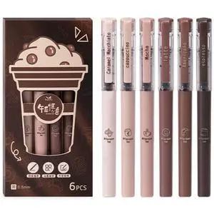 6 Pcs Rolling Ball Pens Cute Coffee Liquid Ink Rollerball Pens Cartoon 0.5 mm Black Ink Pen Quick Drying Smooth Writing Pen Office School Supplies (Coffee) 6 Pcs Rolling Ball Pens Cute Coffee Liquid Ink Rollerball Pens Cartoon 0.5 mm Black Ink Pen Quick Drying Smooth Writing Pen Office School Supplies (Coffee)