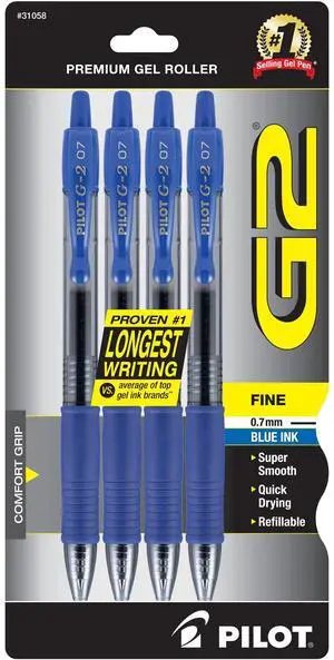 G2 Premium Gel Roller Pens, Blue Ink Pens Fine Point, Pack of 4 G2 Premium Gel Roller Pens, Blue Ink Pens Fine Point, Pack of 4