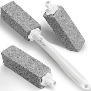 Pumice Stone for Toilet Cleaning with Extra Long Handle, Replaceable Design, 1 Cleaning Handle, 3 Cleaning Stones Refills, Easy for Removing Stubborn Hard Water Stains Buildups Pumice Stone for Toilet Cleaning with Extra Long Handle, Replaceable Design, 1 Cleaning Handle, 3 Cleaning Stones Refills, Easy for Removing Stubborn Hard Water Stains Buildups