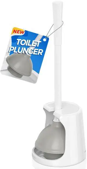 Toilet Plunger with Holder, Plungers for Bathroom Heavy Duty for 5.3-inch Toilet Drain, Toilet Plunger and Holder Combo for Bathroom Cleaning Toilet Plunger with Holder, Plungers for Bathroom Heavy Duty for 5.3-inch Toilet Drain, Toilet Plunger and Holder Combo for Bathroom Cleaning