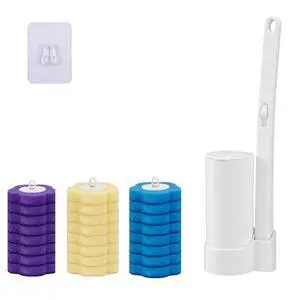 Disposable Toilet Brush Wand Starter Kit with 24 Pre-Loaded Cleaner-Infused Refills, Wall Mounted Toilet Bowl Cleaner System with Holder, Space-Saving Bathroom Cleaning Supplies for Home, RV Disposable Toilet Brush Wand Starter Kit with 24 Pre-Loaded Cleaner-Infused Refills, Wall Mounted Toilet Bowl Cleaner System with Holder, Space-Saving Bathroom Cleaning Supplies for Home, RV