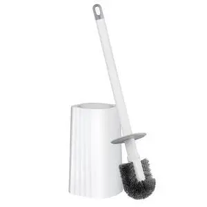 Toilet Brush & Holder Set, Lightweight Plastic Handle, Space Saving for Storage, Deep Cleaning, Drip-Proof, Easy to Assemble, Nylon Bristles, White & Grey Toilet Brush & Holder Set, Lightweight Plastic Handle, Space Saving for Storage, Deep Cleaning, Drip-Proof, Easy to Assemble, Nylon Bristles, White & Grey