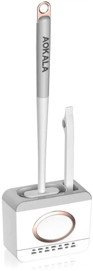 Toilet Bowl Cleaning Set - Silicone Brush with Holder, Deep Cleaning Scrubber - Light Gray Toilet Bowl Cleaning Set - Silicone Brush with Holder, Deep Cleaning Scrubber - Light Gray
