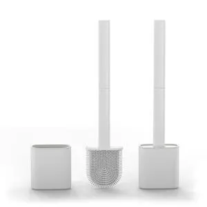 Silicone Toilet Brushes & Holders Pack of 2 Long Non-Slip Handle, Flexible Bristles for Easy Cleaning Modern Drip-Free Base, Durable White Bathroom Toilet Brush Set with Holder Silicone Toilet Brushes & Holders Pack of 2 Long Non-Slip Handle, Flexible Bristles for Easy Cleaning Modern Drip-Free Base, Durable White Bathroom Toilet Brush Set with Holder