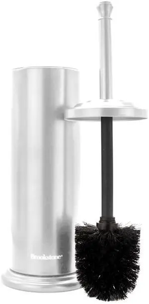Toilet Brush and Holder Set for Bathroom with Splash Guard for Deep Cleaning, Compact and Space Saving Stylish Toilet Bowl Cleaners, Chrome Toilet Brush and Holder Set for Bathroom with Splash Guard for Deep Cleaning, Compact and Space Saving Stylish Toilet Bowl Cleaners, Chrome