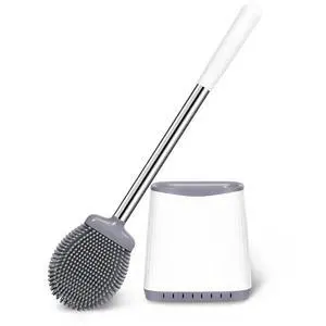 Silicone Toilet Brush and Holder, Flexible Bowl Brush Head with Ventilated Holder, Wall Mounted Compact Set for Bathroom Cleaning Silicone Toilet Brush and Holder, Flexible Bowl Brush Head with Ventilated Holder, Wall Mounted Compact Set for Bathroom Cleaning