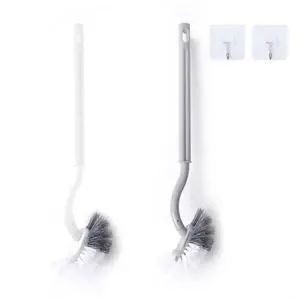 Curved C Toilet Bowl Brush 2Pk Gray&White No Holder Bath Cleaning | Curved toilet brush cleans under rim. Comes with 2 adhesive wall hooks for space-saving storage in bathrooms. Curved C Toilet Bowl Brush 2Pk Gray&White No Holder Bath Cleaning | Curved toilet brush cleans under rim. Comes with 2 adhesive wall hooks for space-saving storage in bathrooms.