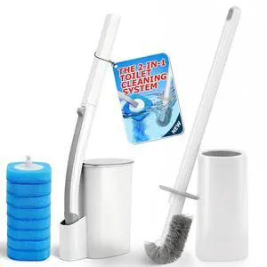 Disposable Toilet Brush&Toilet Bowl Brush and Holder Set - Toilet Scrubber Brush,Toilet Bowl Cleaners,Household Essentials,Cleaning Supplies,White Disposable Toilet Brush&Toilet Bowl Brush and Holder Set - Toilet Scrubber Brush,Toilet Bowl Cleaners,Household Essentials,Cleaning Supplies,White