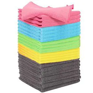 Microfiber Cleaning Cloth: 24 Pack Cleaning Towels with 5 Color Assorted - 12"x12" All-Purpose Microfiber Clothes for Home/Kitchen/Car/Window/Glass Microfiber Cleaning Cloth: 24 Pack Cleaning Towels with 5 Color Assorted - 12"x12" All-Purpose Microfiber Clothes for Home/Kitchen/Car/Window/Glass