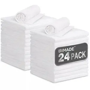 Microfiber Cleaning Cloth, 24 Pack Reusable Microfiber Towels | for Cars Lint Free Cleaning Shop Towel Rags for Home Kitchen Automotive Bar Mechanic Restaurant Garage, 11"x 12", White Microfiber Cleaning Cloth, 24 Pack Reusable Microfiber Towels | for Cars Lint Free Cleaning Shop Towel Rags for Home Kitchen Automotive Bar Mechanic Restaurant Garage, 11"x 12", White