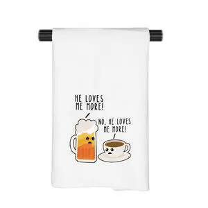 Funny Drinker Gift Beer and Coffee Lover Kitchen Towel Caffeinated Gift for Friends (He Loves Me Towel) Funny Drinker Gift Beer and Coffee Lover Kitchen Towel Caffeinated Gift for Friends (He Loves Me Towel)