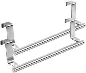 2pcs Stainless Steel Over Door Towel Rack Bar Holders for Universal Fit on Over Cabinet Cupboard Doors(Silver) 2pcs Stainless Steel Over Door Towel Rack Bar Holders for Universal Fit on Over Cabinet Cupboard Doors(Silver)