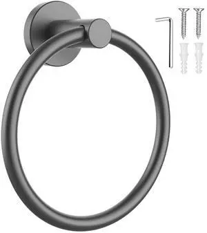 Towel Holder for Bathroom Wall Mounted Screw-in Towel Ring, Grey | Stainless Steel Hand Towel Holder Heavy Duty Towel Hanger for Bathrooms Towel Holder for Bathroom Wall Mounted Screw-in Towel Ring, Grey | Stainless Steel Hand Towel Holder Heavy Duty Towel Hanger for Bathrooms