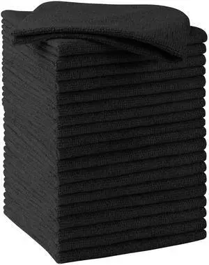 Microfiber Cleaning Cloth 20 PK, Towels for Cars and Shop, Black | Lint Free Cleaning Rags for House, Garage, Kitchen, Car Detailing, Shop Towels Bulk Scratch-Free, Absorbent, 11.5"X 11.5" Microfiber Cleaning Cloth 20 PK, Towels for Cars and Shop, Black | Lint Free Cleaning Rags for House, Garage, Kitchen, Car Detailing, Shop Towels Bulk Scratch-Free, Absorbent, 11.5"X 11.5"