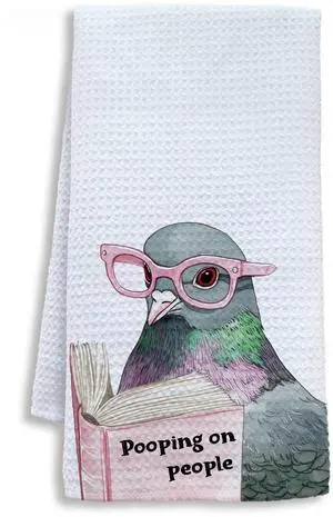 Funny Pigeon Bathroom Hand Towels, Funny Bathroom Decor, Pooping on People Humorous Bird Hand Towels for Toilet Guest Bath Washroom Decor, 16x24 Inch - White Funny Pigeon Bathroom Hand Towels, Funny Bathroom Decor, Pooping on People Humorous Bird Hand Towels for Toilet Guest Bath Washroom Decor, 16x24 Inch - White
