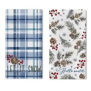Hello Winter Blue Kitchen Dish Towels Set of 2, Let It Snow Pine Cone | Branches Red Berry Drying Towels Baking Cooking Cloth, Christmas Farmhouse Buffalo Plaid Home Kitchen Decoration 18 x 26 Hello Winter Blue Kitchen Dish Towels Set of 2, Let It Snow Pine Cone | Branches Red Berry Drying Towels Baking Cooking Cloth, Christmas Farmhouse Buffalo Plaid Home Kitchen Decoration 18 x 26