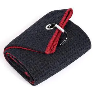Tri-fold Golf Towel | Premium Microfiber Fabric | Waffle Pattern | with Heavy Duty Carabiner Clip | Golf Towel for Men and Women (Black/Red) Tri-fold Golf Towel | Premium Microfiber Fabric | Waffle Pattern | with Heavy Duty Carabiner Clip | Golf Towel for Men and Women (Black/Red)