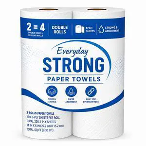Paper Towels, 2 Double Rolls, 220 2-Ply Sheets | 220 Sheets per Roll, 2-Ply Thickness, Double Rolls, Absorbent Paper Towels Paper Towels, 2 Double Rolls, 220 2-Ply Sheets | 220 Sheets per Roll, 2-Ply Thickness, Double Rolls, Absorbent Paper Towels
