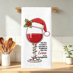 Christmas Hat Xmas Wine Glass Tea Towel Christmas Hostess Gifts for Women | Funny Farmhouse Christmas Winter Wine Glass Decorative Tea Towel Housewarming Gift for Wine Lovers Women Christmas Hat Xmas Wine Glass Tea Towel Christmas Hostess Gifts for Women | Funny Farmhouse Christmas Winter Wine Glass Decorative Tea Towel Housewarming Gift for Wine Lovers Women