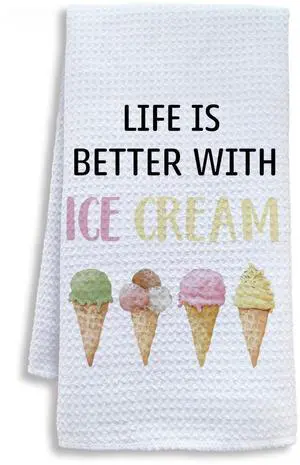 Summer Ice Cream Kitchen Towels, Ice Cream Lovers Gifts Dish Tea Towels for Kitchen, Cute Sweet Summer Hand Towels for Kids Bathroom Decor, 16x24 Inch Summer Ice Cream Kitchen Towels, Ice Cream Lovers Gifts Dish Tea Towels for Kitchen, Cute Sweet Summer Hand Towels for Kids Bathroom Decor, 16x24 Inch