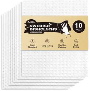 Swedish Dishcloths for Kitchen, 10PK, Reusable Paper Towels, 7" x 6" | Absorbent Sponge Dish Cloth, Dishcloths for Washing Dishes, Swedish Towels for Home, Kitchen, Glass, White Swedish Dishcloths for Kitchen, 10PK, Reusable Paper Towels, 7" x 6" | Absorbent Sponge Dish Cloth, Dishcloths for Washing Dishes, Swedish Towels for Home, Kitchen, Glass, White