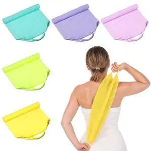 5 Pcs Japanese Body Scrub Cloth, | Back Washer for Shower with Long Handle, Exfoliating Bath Towel for Deep Cleansing, Nylon Stretchable & Reusable, Men & Women 5 Pcs Japanese Body Scrub Cloth, | Back Washer for Shower with Long Handle, Exfoliating Bath Towel for Deep Cleansing, Nylon Stretchable & Reusable, Men & Women