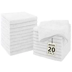 Washcloths 20 Pack Face Towels (12" x 12"), Highly Soft Wash Cloths | Hand Towels, Fast Drying Multi-Purpose Microfiber Cleansing Cloths for Bathroom, Hotel, Spa, and Salon White Washcloths 20 Pack Face Towels (12" x 12"), Highly Soft Wash Cloths | Hand Towels, Fast Drying Multi-Purpose Microfiber Cleansing Cloths for Bathroom, Hotel, Spa, and Salon White