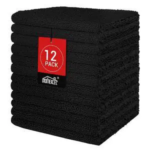 Black Washcloths 12 Pack, Highly Absorbent and Soft Microfiber Face Towel, Makeup Remover Towels, Multi-Purpose Wash Cloths for Bathroom, Hotel, Spa, Gym, and Kitchen, 12x12 Inch Black Washcloths 12 Pack, Highly Absorbent and Soft Microfiber Face Towel, Makeup Remover Towels, Multi-Purpose Wash Cloths for Bathroom, Hotel, Spa, Gym, and Kitchen, 12x12 Inch