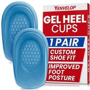 Envelop Gel Heel Cups - Heel Cushion for Women, Men, Bone Spur | Plantar Fasciitis Support - Shoe Inserts Provide Foot Pain Relief Envelop Gel Heel Cups - Heel Cushion for Women, Men, Bone Spur | Plantar Fasciitis Support - Shoe Inserts Provide Foot Pain Relief