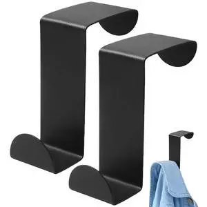 2 Pack Stainless Steel Door Hook, Black | Over Cabinet, S-Shaped Double Hook, For Hanging Clothes, Hats, Towels, 60x25mm, Fits 20mm & 40mm Opening 2 Pack Stainless Steel Door Hook, Black | Over Cabinet, S-Shaped Double Hook, For Hanging Clothes, Hats, Towels, 60x25mm, Fits 20mm & 40mm Opening