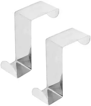 2Pcs Over The Door Hooks, Stainless Steel Z-Shaped Dual Head Hangers for Hanging Clothes, Towels, Coats, Hats(Silver) 2Pcs Over The Door Hooks, Stainless Steel Z-Shaped Dual Head Hangers for Hanging Clothes, Towels, Coats, Hats(Silver)