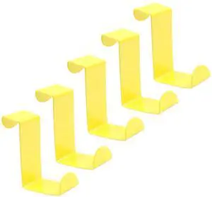 5Pcs Over The Door Hooks, Yellow, Fits 3/4" & 1-1/2" Door Widths | Z-Shaped Hanger, Reversible Single Metal Hooks, For Hanging Clothes, Towels, Bags 5Pcs Over The Door Hooks, Yellow, Fits 3/4" & 1-1/2" Door Widths | Z-Shaped Hanger, Reversible Single Metal Hooks, For Hanging Clothes, Towels, Bags