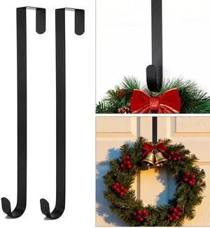 Wreath Hangers 2 Pack for Front Door Christmas Ornament Black Wreath Hook Steel Over The Door Hanger Hook Wreath Hangers 2 Pack for Front Door Christmas Ornament Black Wreath Hook Steel Over The Door Hanger Hook
