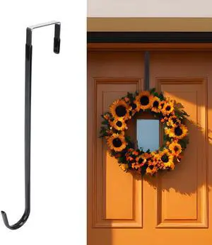 Wreath Hanger for Front Door - 12 Over The Door Hooks for Easter Halloween Christmas Decoration Welcome Sign Heavy Duty Hangers Organizer with Rubber Prevent Scratches, 1PCS Black Wreath Hanger for Front Door - 12 Over The Door Hooks for Easter Halloween Christmas Decoration Welcome Sign Heavy Duty Hangers Organizer with Rubber Prevent Scratches, 1PCS Black