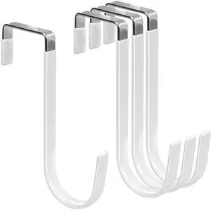 4 Pack Over The Door Hooks Organizer | Fit 1-3/8 Thick Doors, Stainless Steel, For Hanging Robes Coats Towels Bags Belt, Dorm Room Essentials 4 Pack Over The Door Hooks Organizer | Fit 1-3/8 Thick Doors, Stainless Steel, For Hanging Robes Coats Towels Bags Belt, Dorm Room Essentials